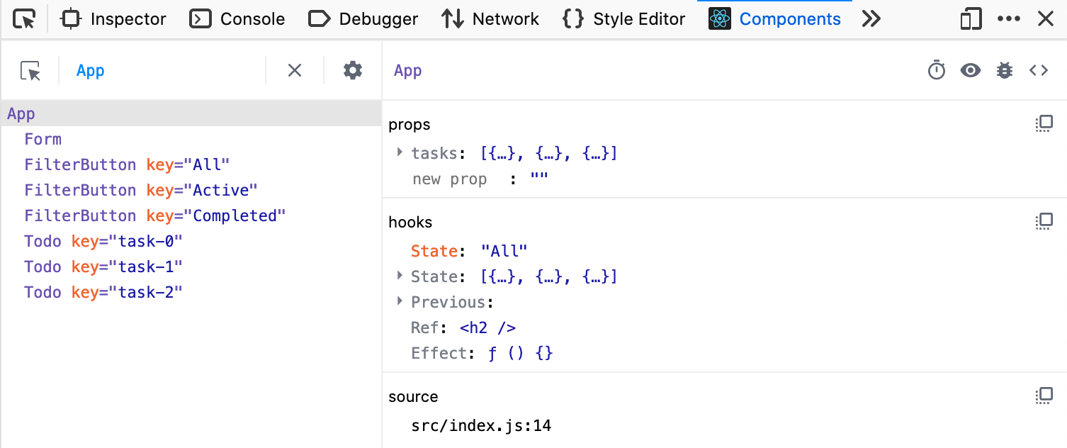 自分のプロジェクトを React 開発ツールで表示させる